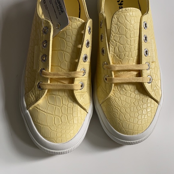 Superga croc emboss sneaker yellow 6.5 7 7.5 8 NWT - Picture 6 of 16